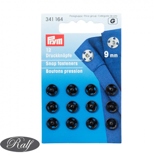 Capse de cusut, 9 mm, negre - Prym 341164